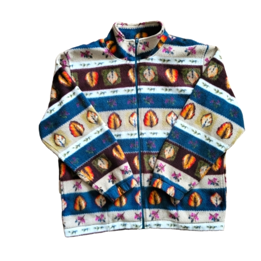 Vintage Alfred Dunner Fleece Full Zip Multi Color Jacket